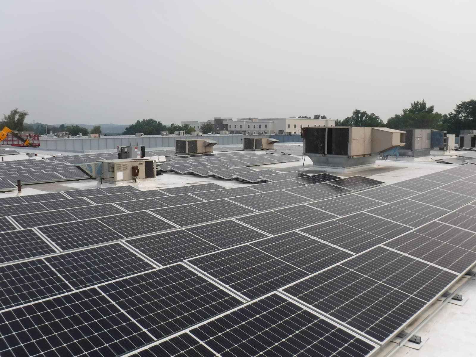 Rooftop solar array across a commercial building, part of a portfolio-wide program