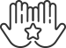 Hands reaching up with star icon